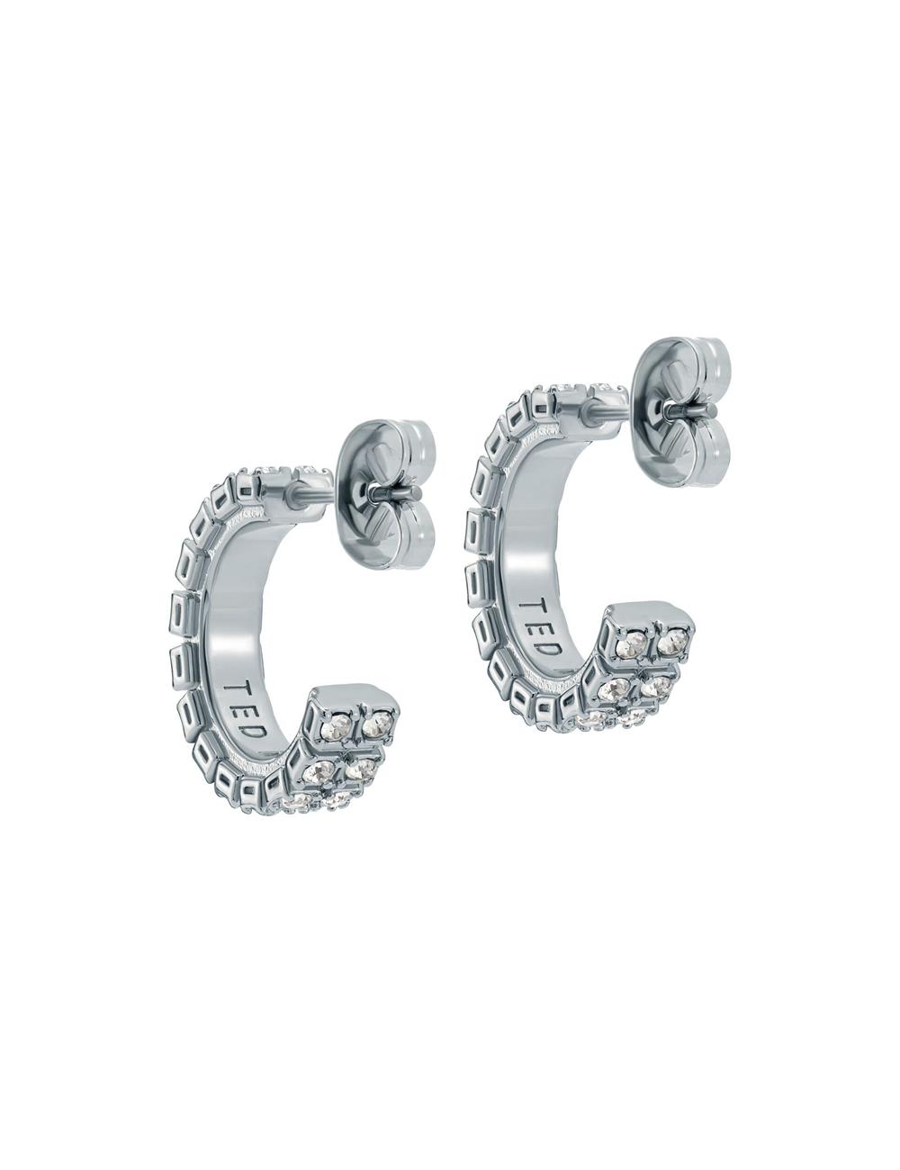Ted Baker MELLRIE - Double Row Crystal Hoop Women Earrings Silver | UAE  27103-UJLZ