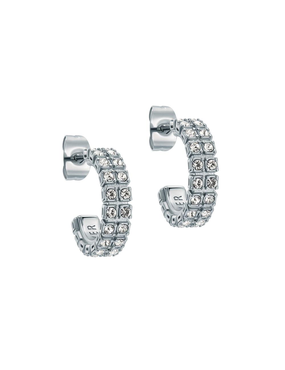 Ted Baker MELLRIE - Double Row Crystal Hoop Women Earrings Silver | UAE  27103-UJLZ