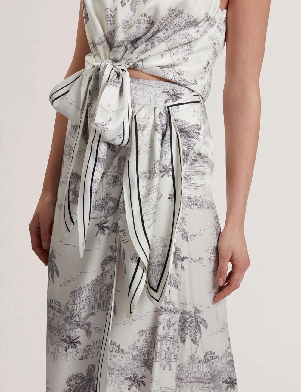 Ted Baker MELVA - Printed Detail Wrap Women Midi Skirts Ivory | UAE  74639-HGRJ