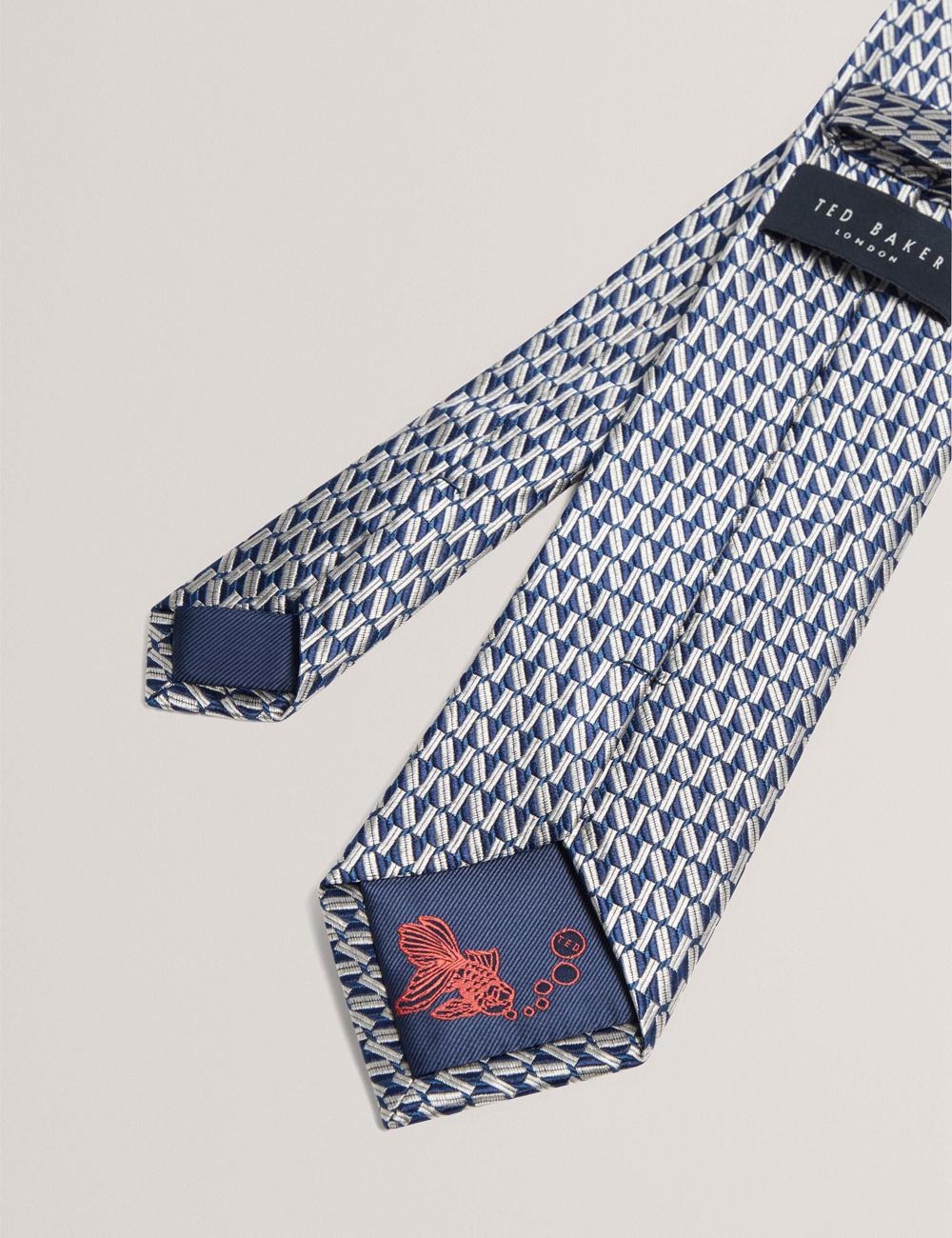 Ted Baker MILAK - Geometric Pattern Silk Men Ties Navy | UAE  58603-XROV