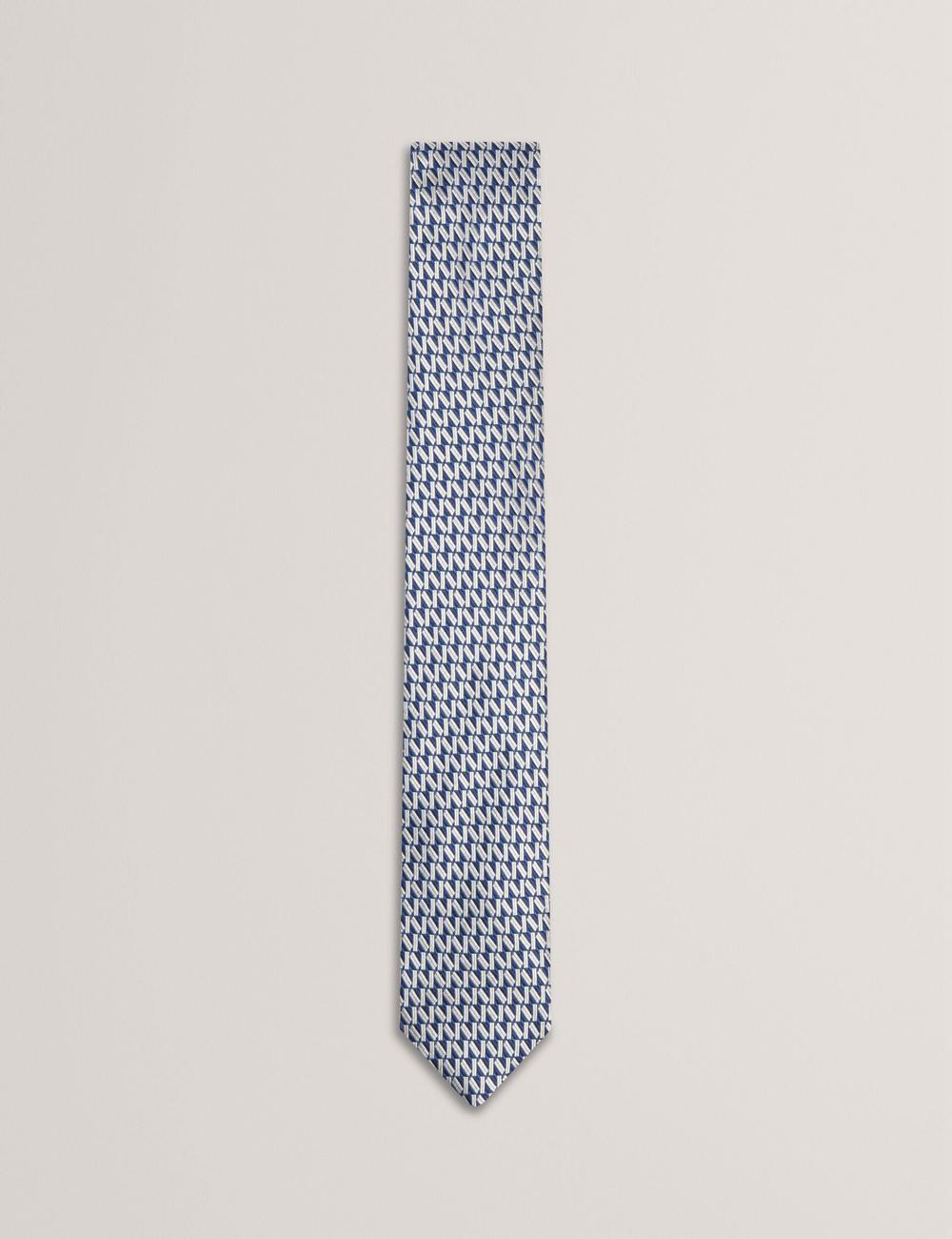Ted Baker MILAK - Geometric Pattern Silk Men Ties Navy | UAE  58603-XROV