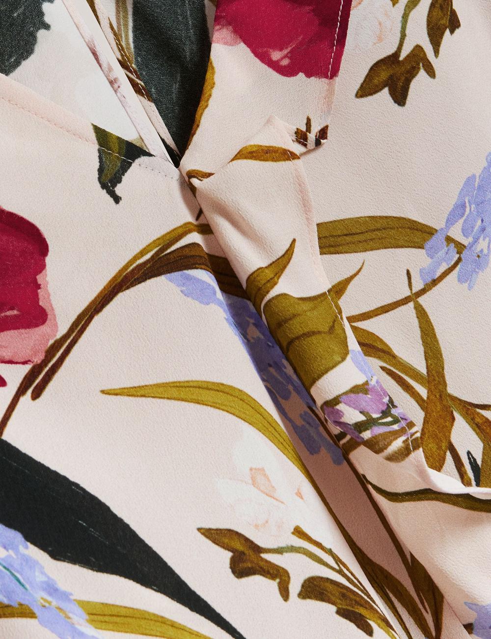 Ted Baker MINASA - Floral Print Frill Trim Long Sleeve Women Blouses Pink | UAE  85902-KGPB