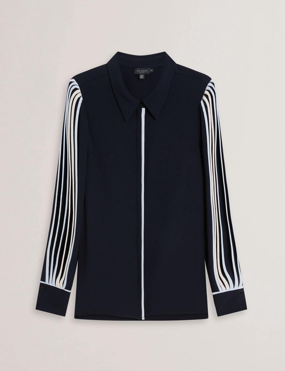 Ted Baker MIRITI - Contrast Piping Detail Long Sleeve Women Casual Shirts Navy | UAE  63427-VNZK