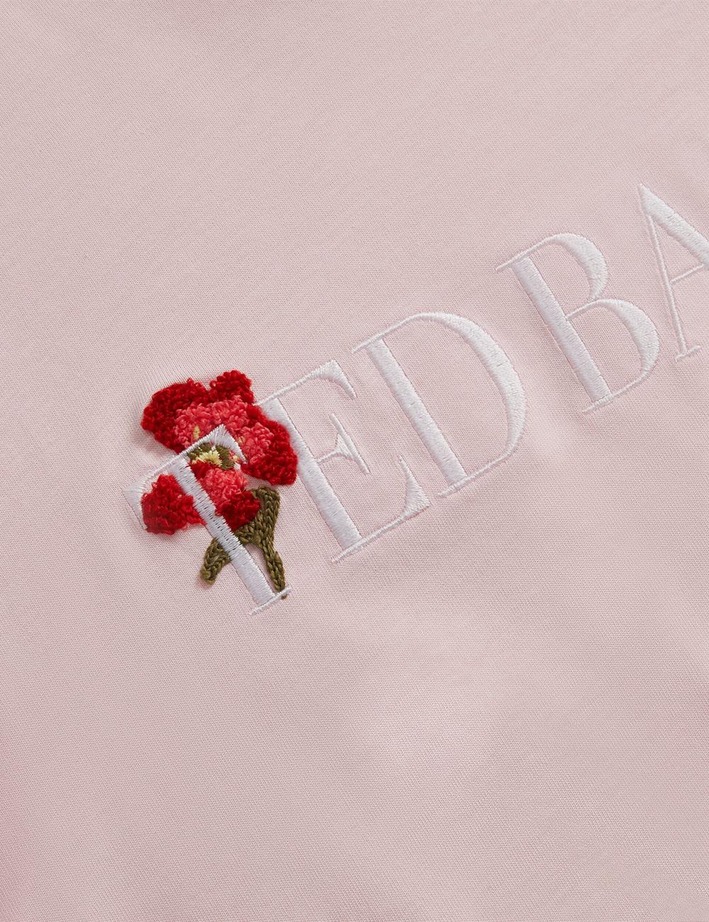 Ted Baker MOLII - Embroidered Logo Cropped Cotton Women T-Shirts Pink | UAE  71350-ZLDS