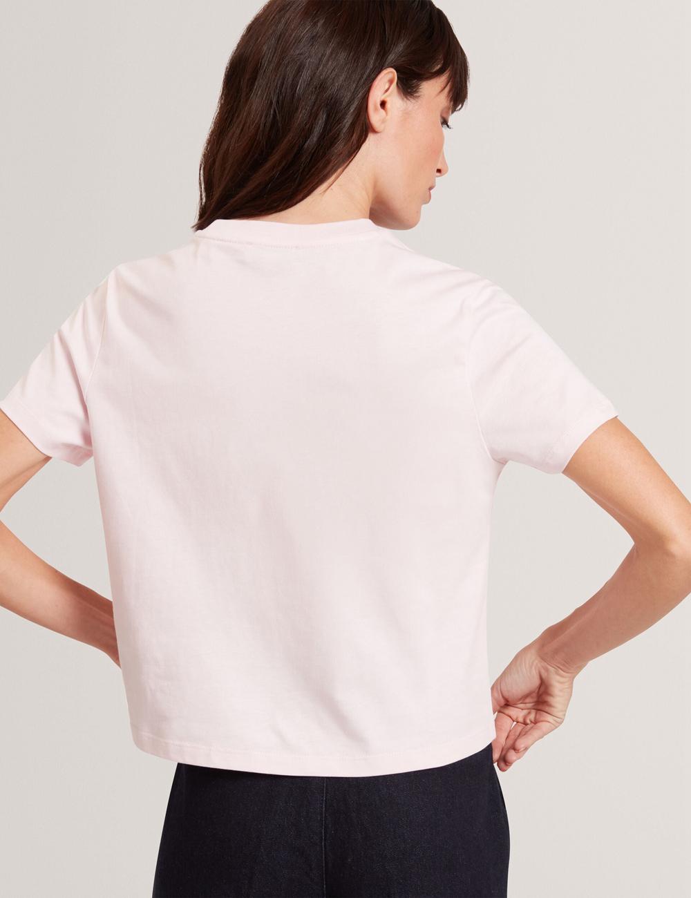 Ted Baker MOLII - Embroidered Logo Cropped Cotton Women T-Shirts Pink | UAE  71350-ZLDS