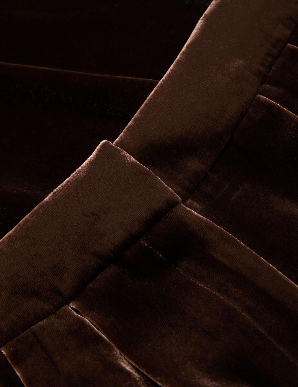 Ted Baker MOMIJIT - Velvet Pleated Wide Leg Women Trousers Brown | UAE  63791-KADO