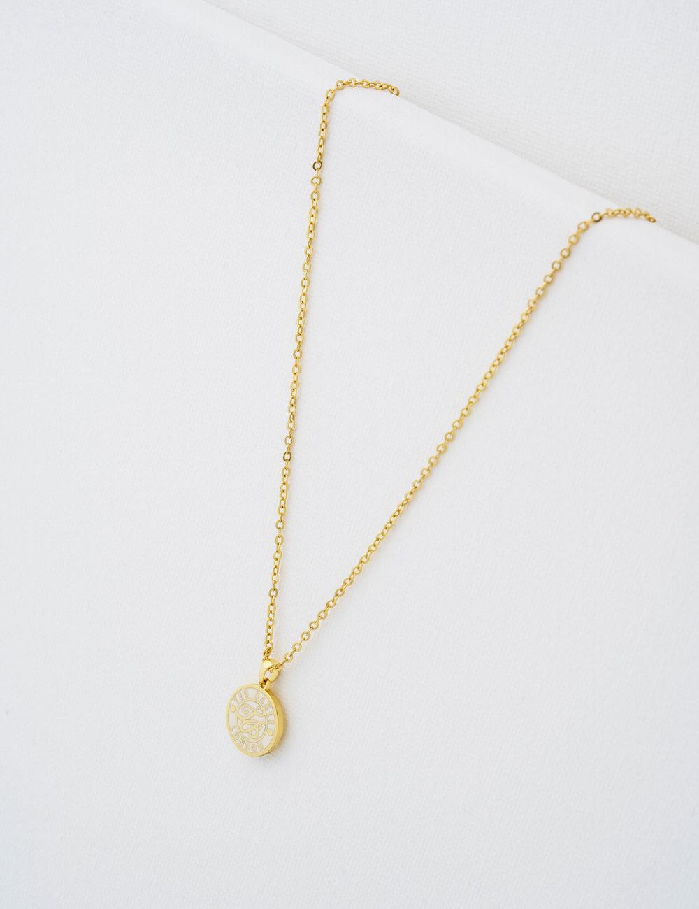 Ted Baker MONELLA - Monogram Logo Coin Pendant Women Necklaces Gold | UAE  86435-DITV