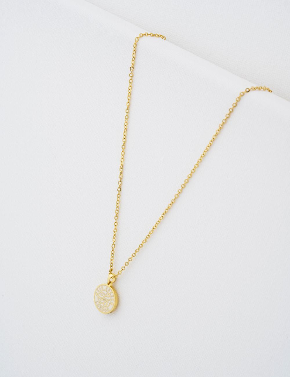 Ted Baker MONELLA - Monogram Logo Coin Pendant Women Necklaces Gold | UAE  86435-DITV
