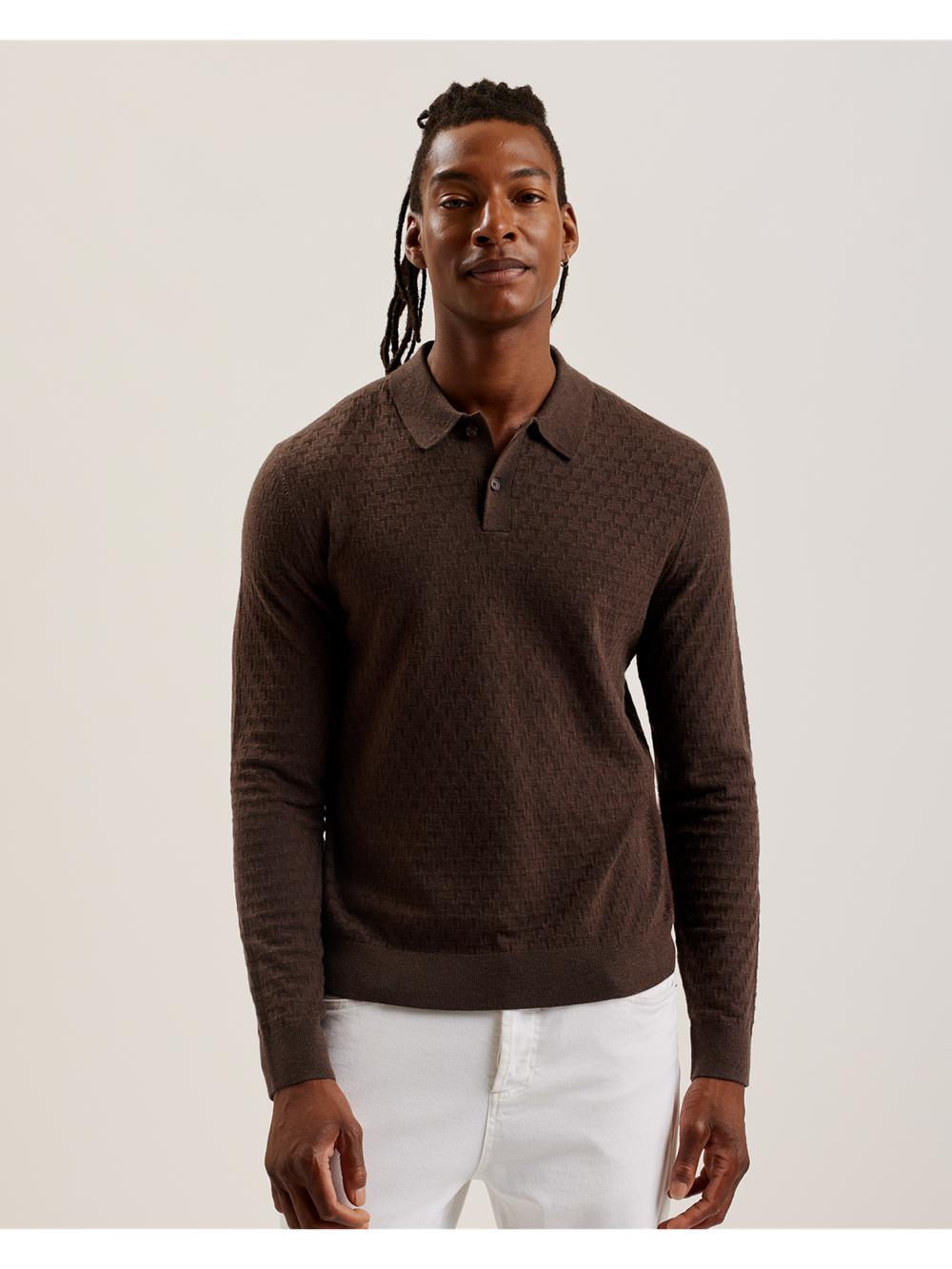Ted Baker MORAR - Long Sleeve T Stitch Knitted Men Jumpers Dk-Brown | UAE  34512-KSUL