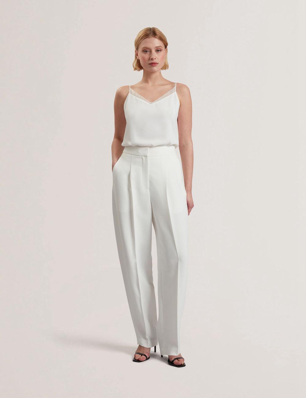 Ted Baker MORRIAT - Barrel Leg Woven Tailored Women Trousers Ivory | UAE  16489-KHPS