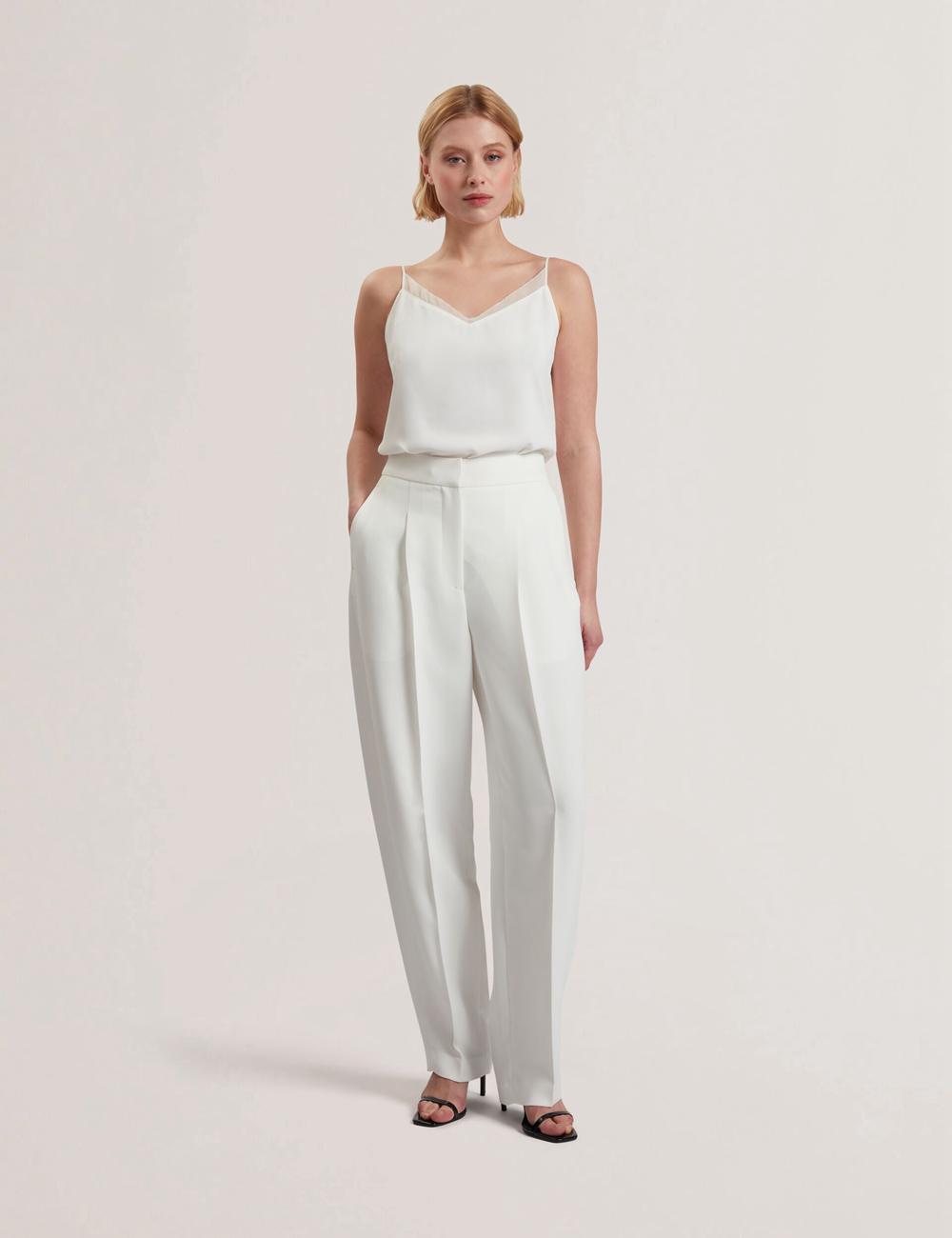 Ted Baker MORRIAT - Barrel Leg Woven Tailored Women Trousers Ivory | UAE  16489-KHPS