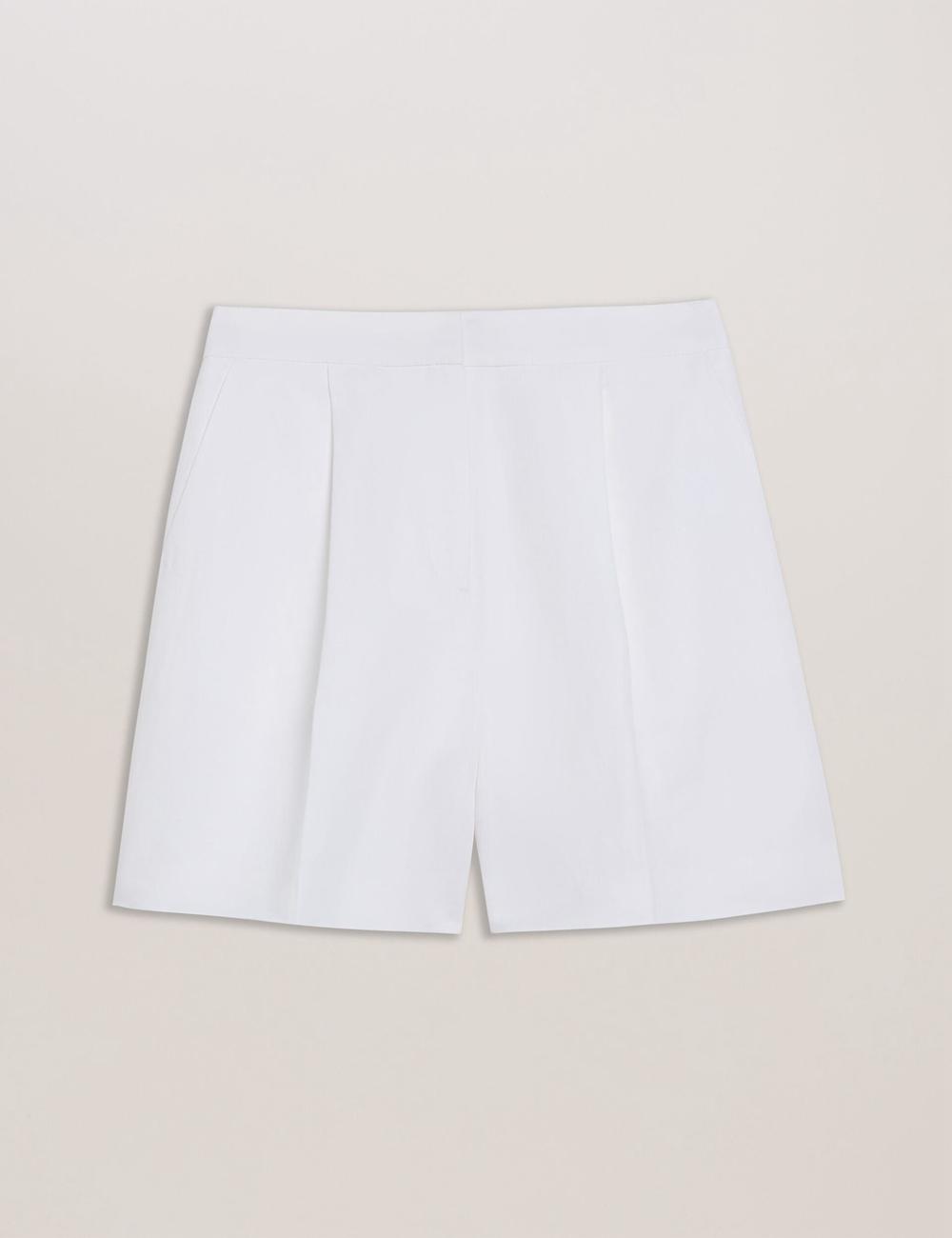 Ted Baker MUSUBSH - High Waisted Pleated Tailored Women Shorts White | UAE  15498-YFST
