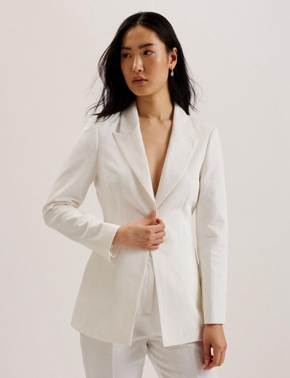 Ted Baker MUSUB - Tailored with Faux Pockets Women Blazers White | UAE  97815-OEHS