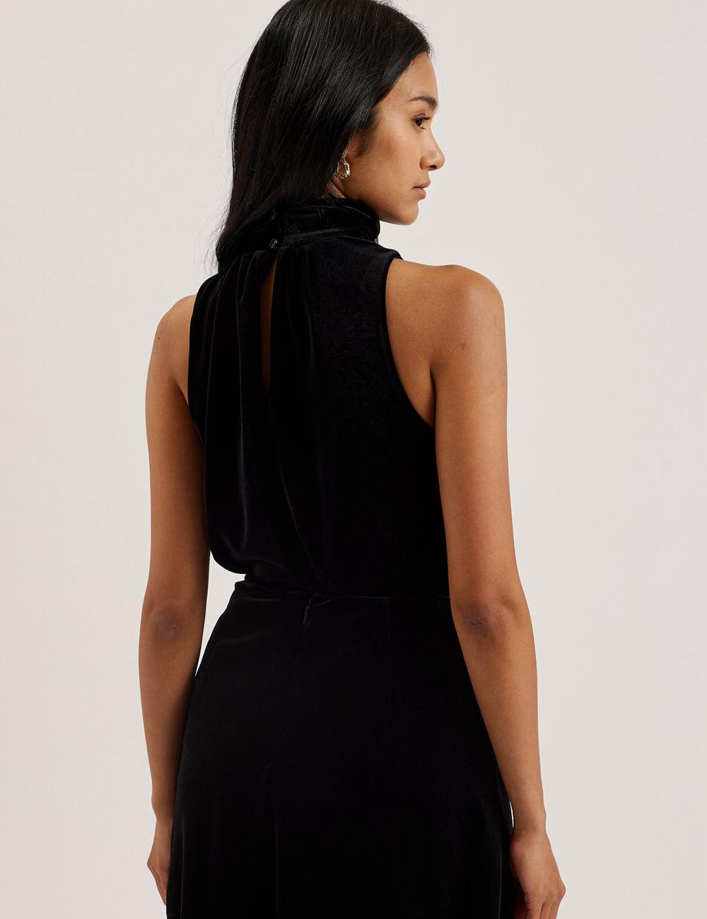 Ted Baker NALIAS - Velvet High Cowl Neck Sleeveless Women Tank Tops Black | UAE  09621-XYCL