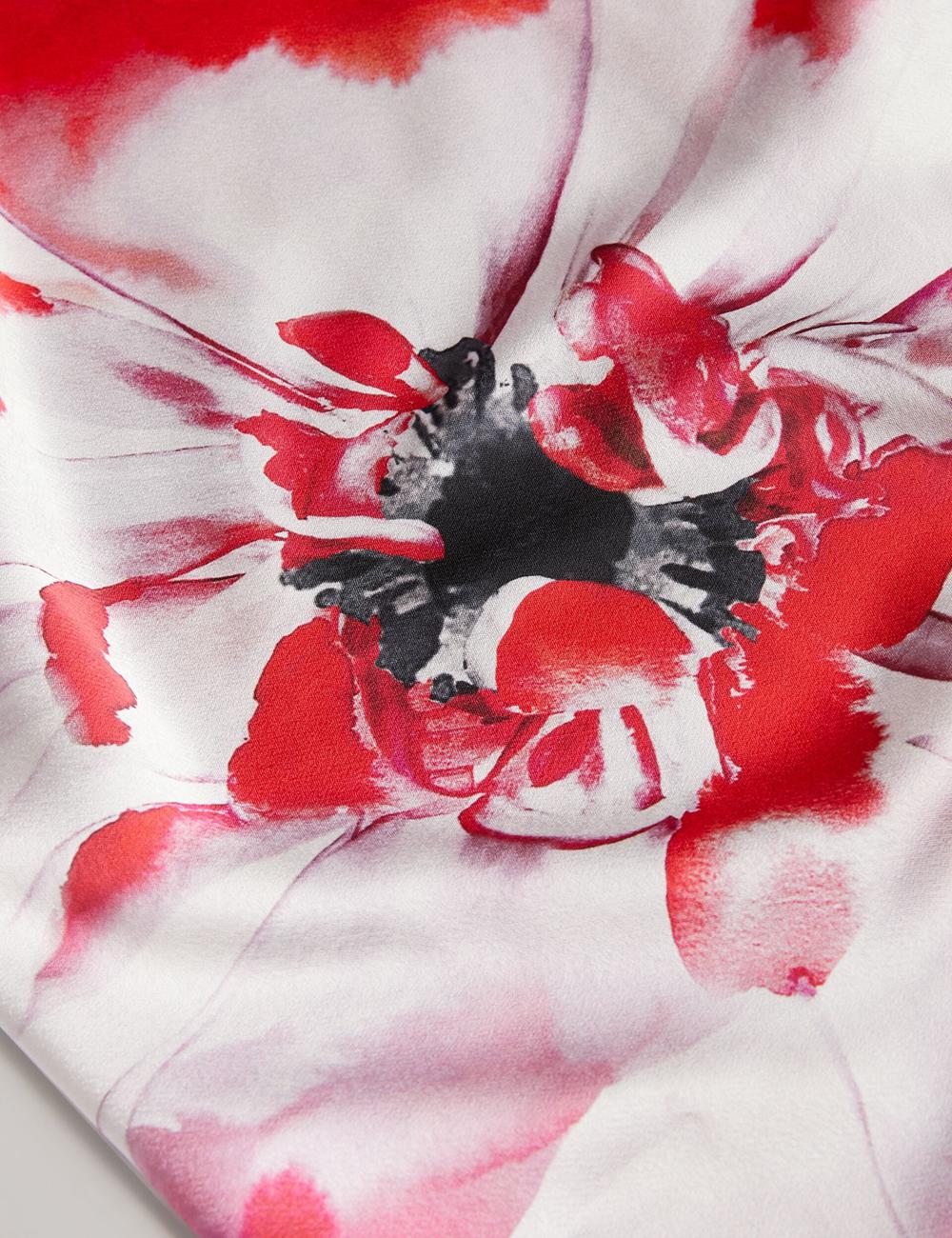 Ted Baker NASINU - Printed Satin Batwing Sleeve Women Midi Dresses Red | UAE  70213-OHTD