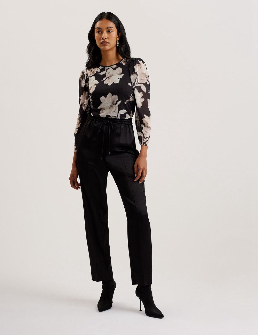 Ted Baker NATORI - Satin Elasticated Waist Tapered Women Joggers Black | UAE  78051-DPHM