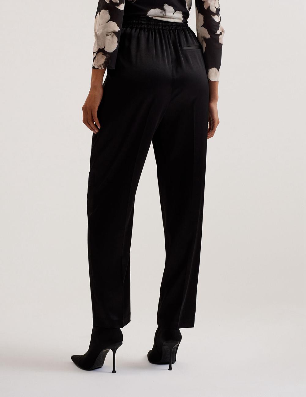 Ted Baker NATORI - Satin Elasticated Waist Tapered Women Joggers Black | UAE  78051-DPHM