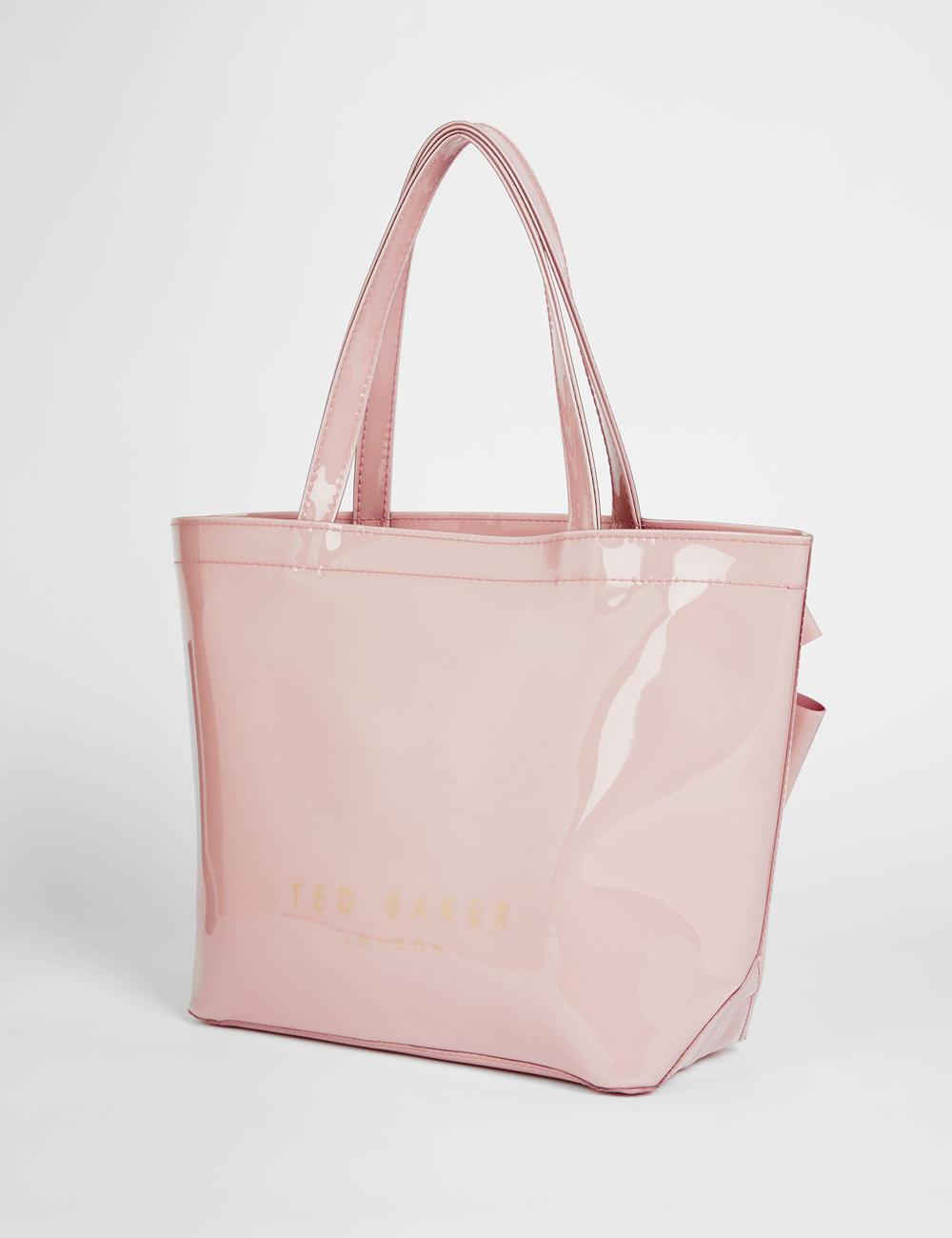 Ted Baker NIKICON - Small Knot Bow Vinyl Icon Women Tote Bags Pink | UAE  93057-SJWN