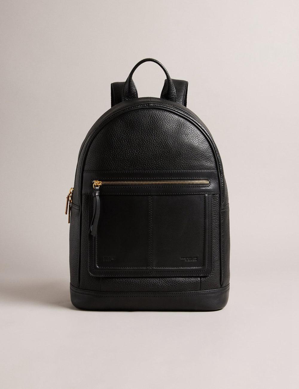 Ted Baker NISHAY - Leather Zip Pocket Laptop Women Backpacks Black | UAE  31927-QBGR