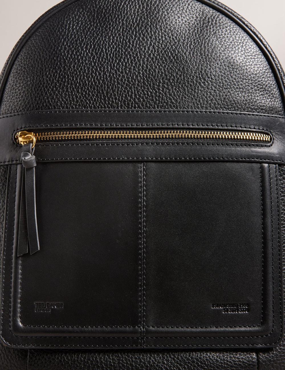 Ted Baker NISHAY - Leather Zip Pocket Laptop Women Backpacks Black | UAE  31927-QBGR