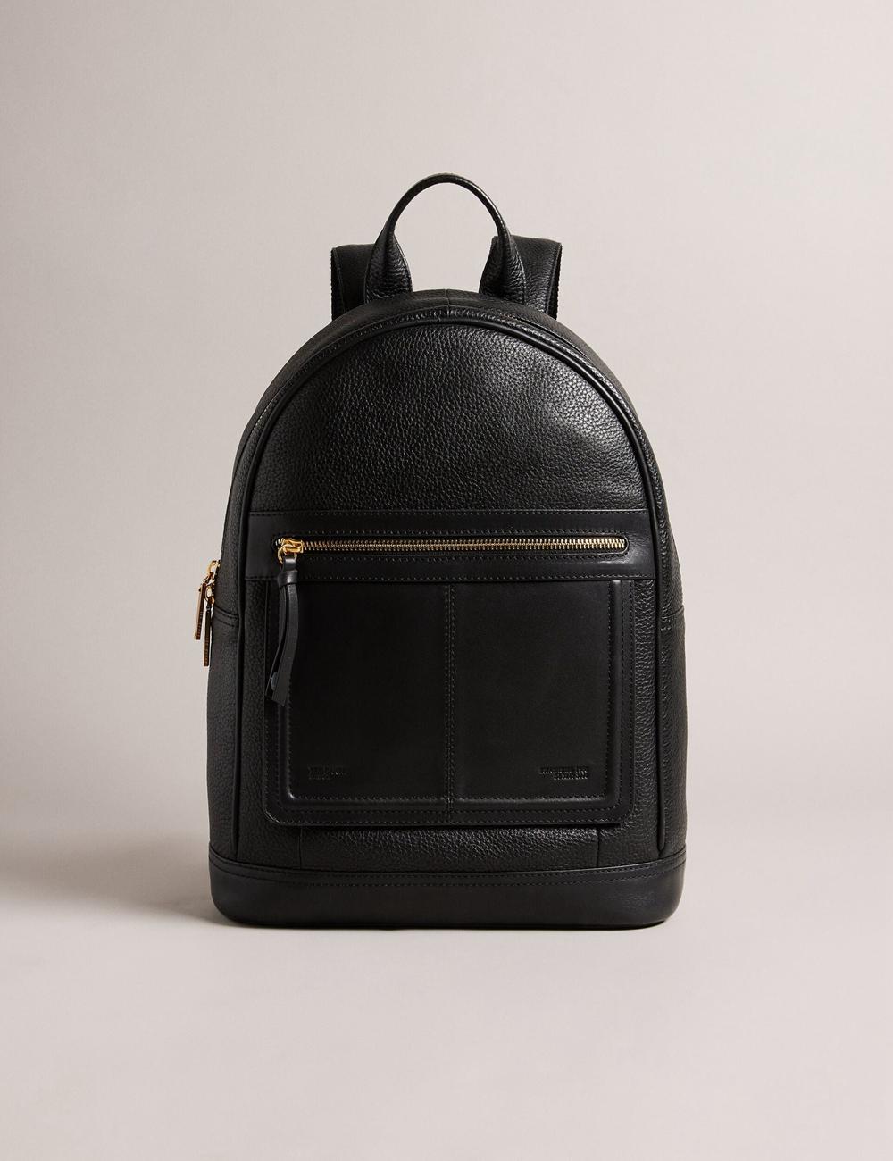 Ted Baker NISHAY - Leather Zip Pocket Laptop Women Backpacks Black | UAE  31927-QBGR