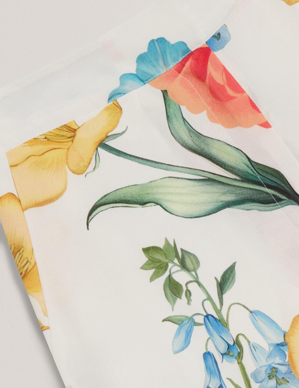 Ted Baker NYMPHAT - Floral Print High Waisted Wide Leg Women Trousers White | UAE  19507-IHVN