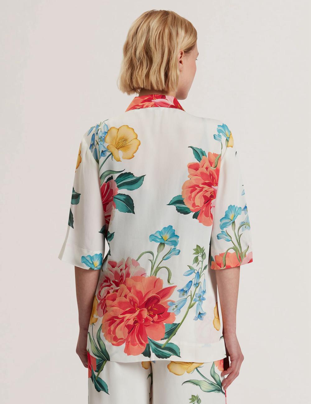 Ted Baker NYMPHA - Floral Short Sleeve Oversized Women Blazers White | UAE  79486-JIKR