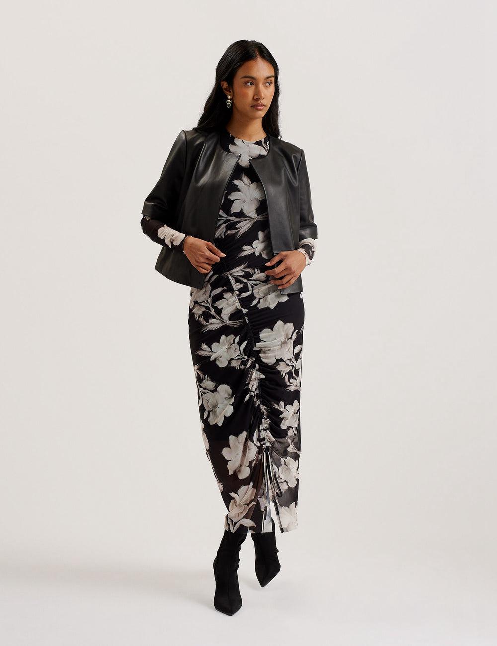 Ted Baker OBINO - Cropped Sleeve Open Leather Women Jackets Black | UAE  29143-CMYA