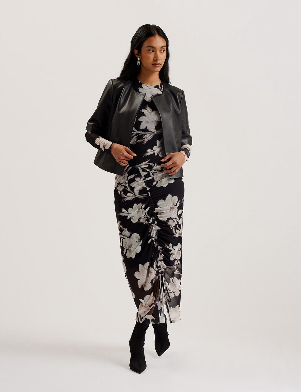 Ted Baker OBINO - Cropped Sleeve Open Leather Women Jackets Black | UAE  29143-CMYA