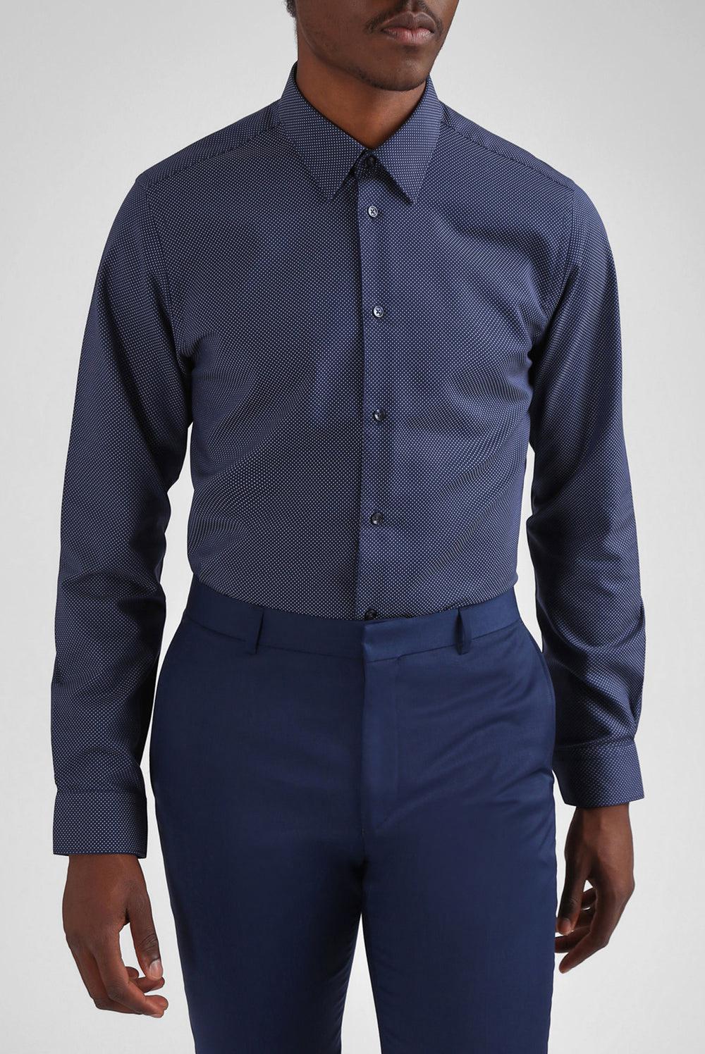 Ted Baker ODAIR - Pin Dot Slim Fit Cotton Men Formal Shirts Navy | UAE  27543-XEBL
