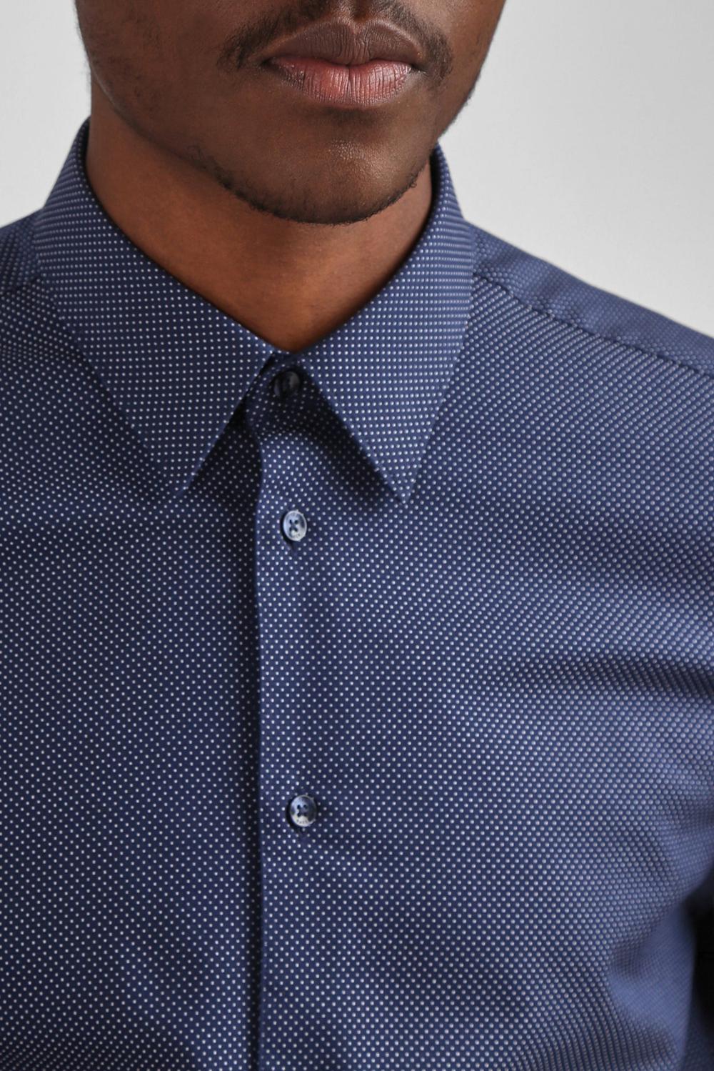 Ted Baker ODAIR - Pin Dot Slim Fit Cotton Men Formal Shirts Navy | UAE  27543-XEBL