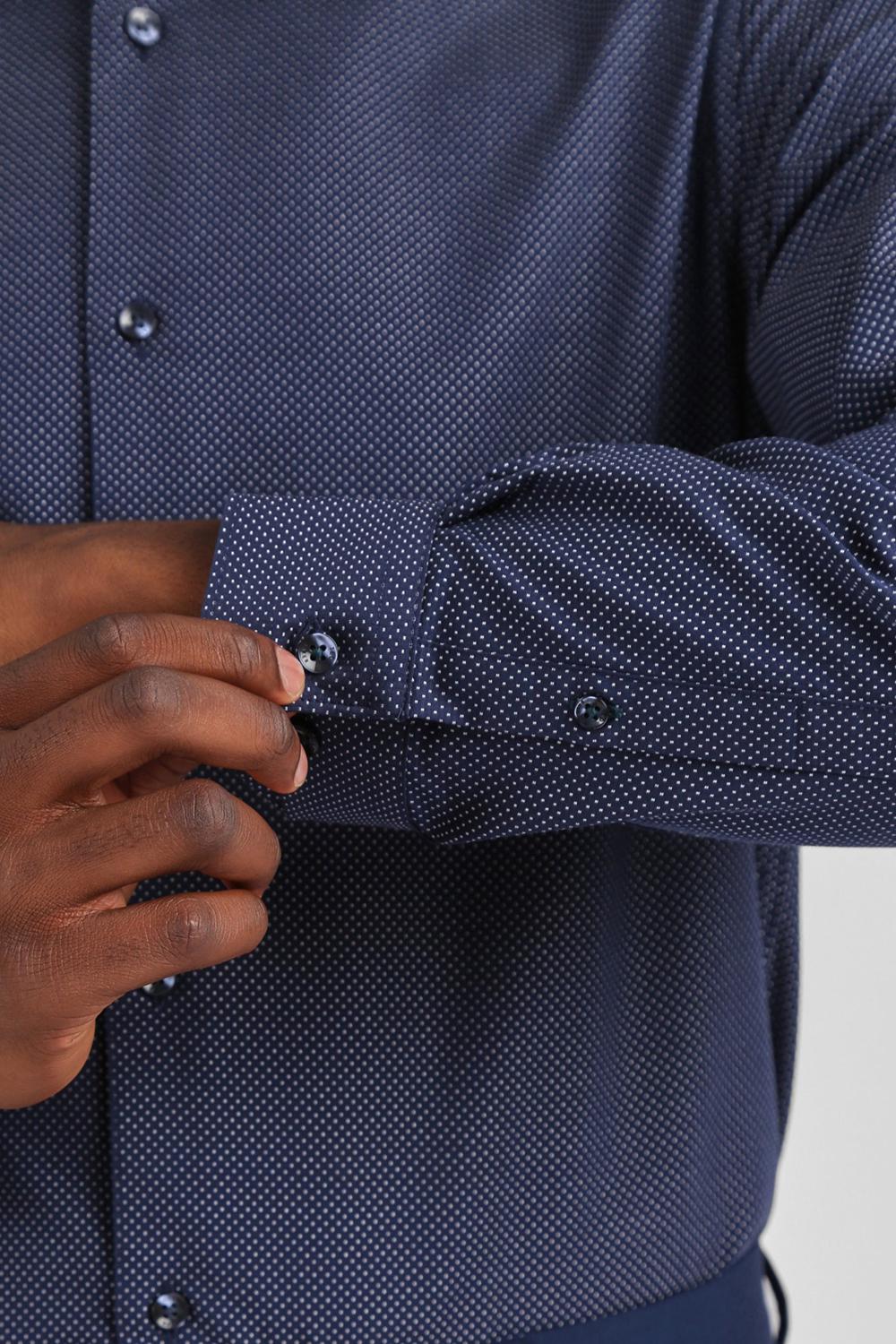 Ted Baker ODAIR - Pin Dot Slim Fit Cotton Men Formal Shirts Navy | UAE  27543-XEBL