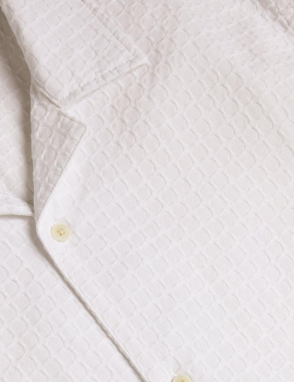 Ted Baker OISE - Textured Grid Cotton Short Sleeve Men Casual Shirts White | UAE  38590-KMLA