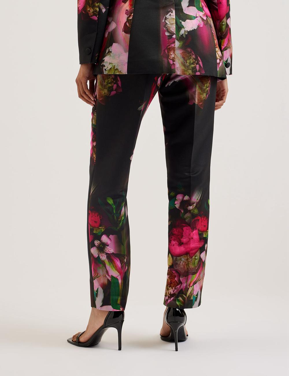 Ted Baker OKUNIT - Tapered Leg Floral Print Tailored Women Trousers Black | UAE  18349-KUWE