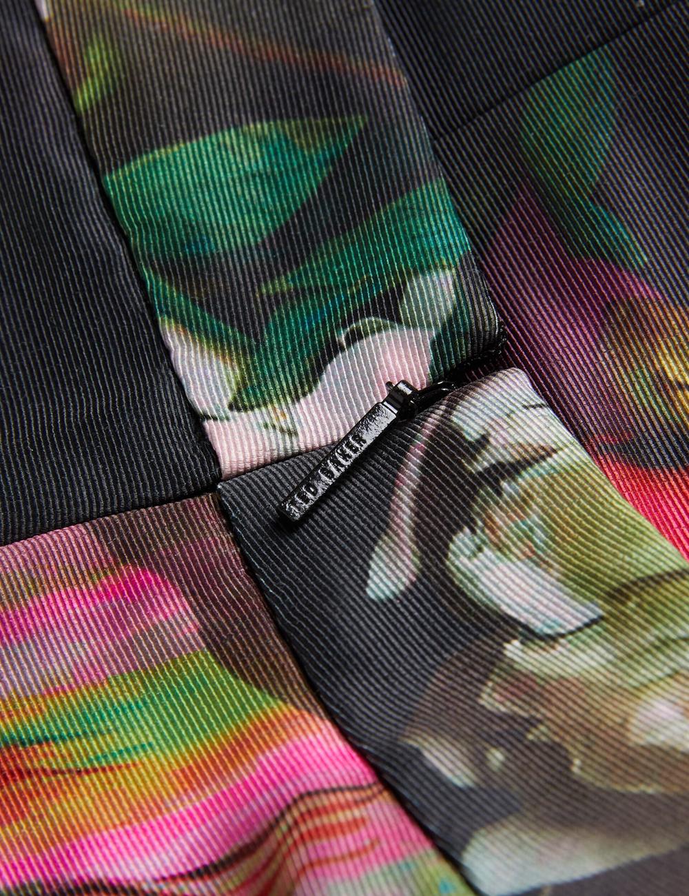 Ted Baker OKUNIT - Tapered Leg Floral Print Tailored Women Trousers Black | UAE  18349-KUWE