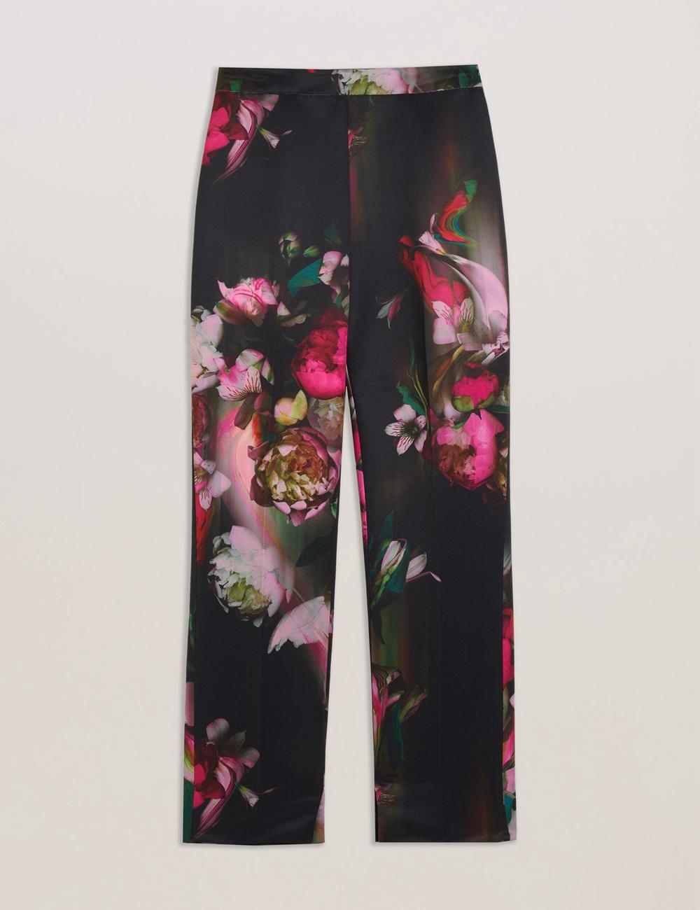 Ted Baker OKUNIT - Tapered Leg Floral Print Tailored Women Trousers Black | UAE  18349-KUWE