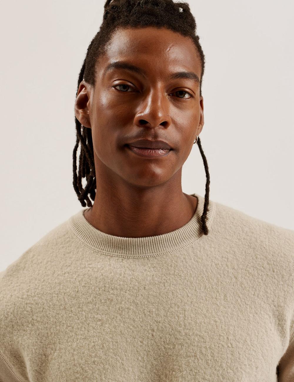 Ted Baker OLMSTE - Boucle Wool Blend Crew Neck Men Jumpers Taupe | UAE  43281-AMBJ