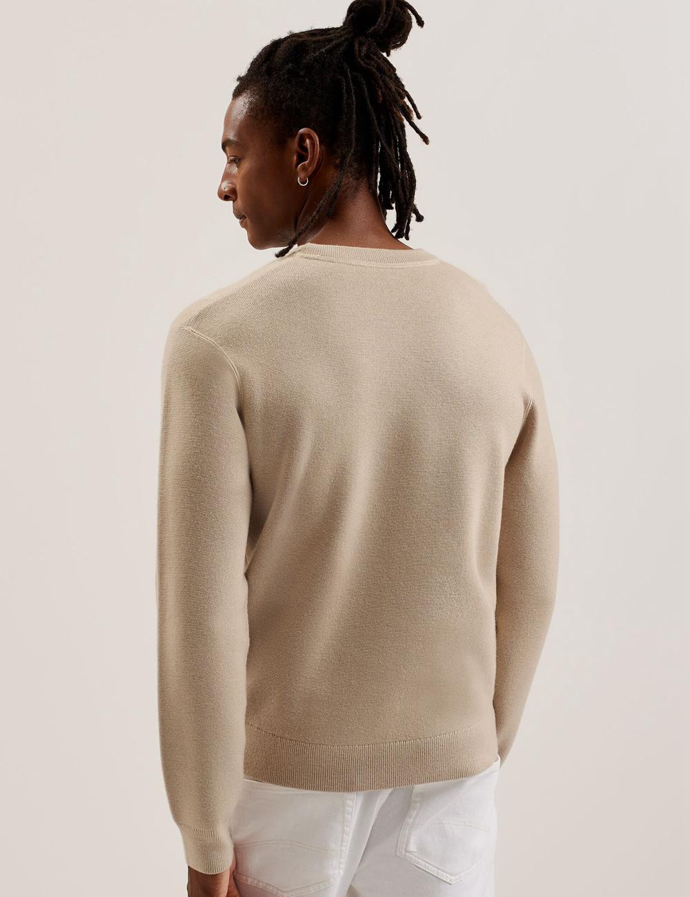 Ted Baker OLMSTE - Boucle Wool Blend Crew Neck Men Jumpers Taupe | UAE  43281-AMBJ