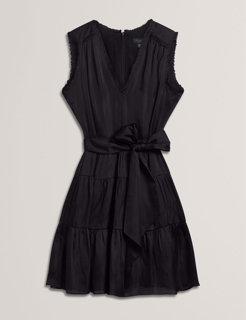 Ted Baker OTIANA - Sleeveless Waistred Women Mini Dresses Black | UAE  96017-ISCA