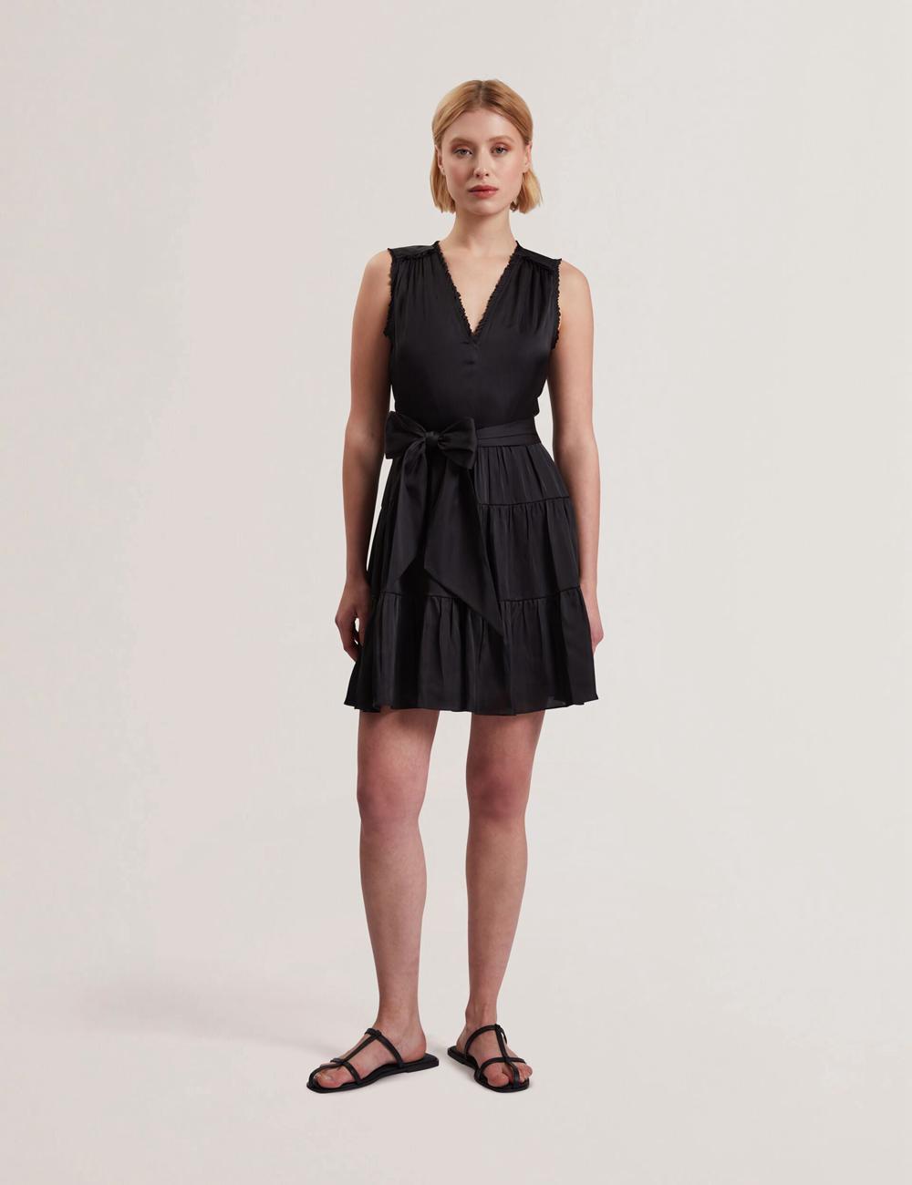 Ted Baker OTIANA - Sleeveless Waistred Women Mini Dresses Black | UAE  96017-ISCA