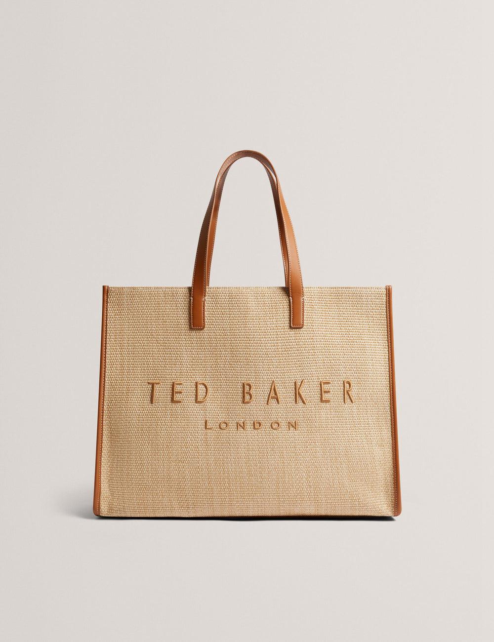 Ted Baker PALLMER - Faux Raffia PU Trim Large Women Tote Bags Taupe | UAE  84905-YXLE