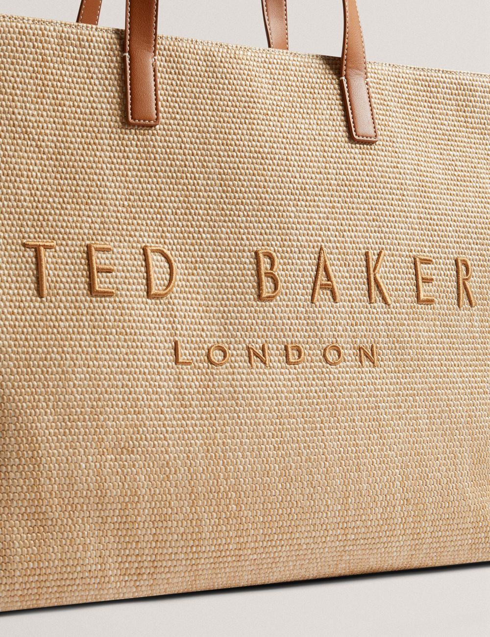 Ted Baker PALLMER - Faux Raffia PU Trim Large Women Tote Bags Taupe | UAE  84905-YXLE
