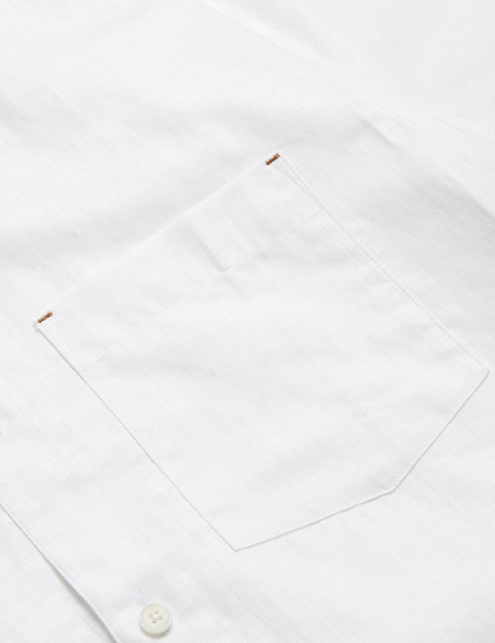 Ted Baker PALOMAS - Short Sleeve Textured Linen Cotton Men Casual Shirts White | UAE  89504-PIEF