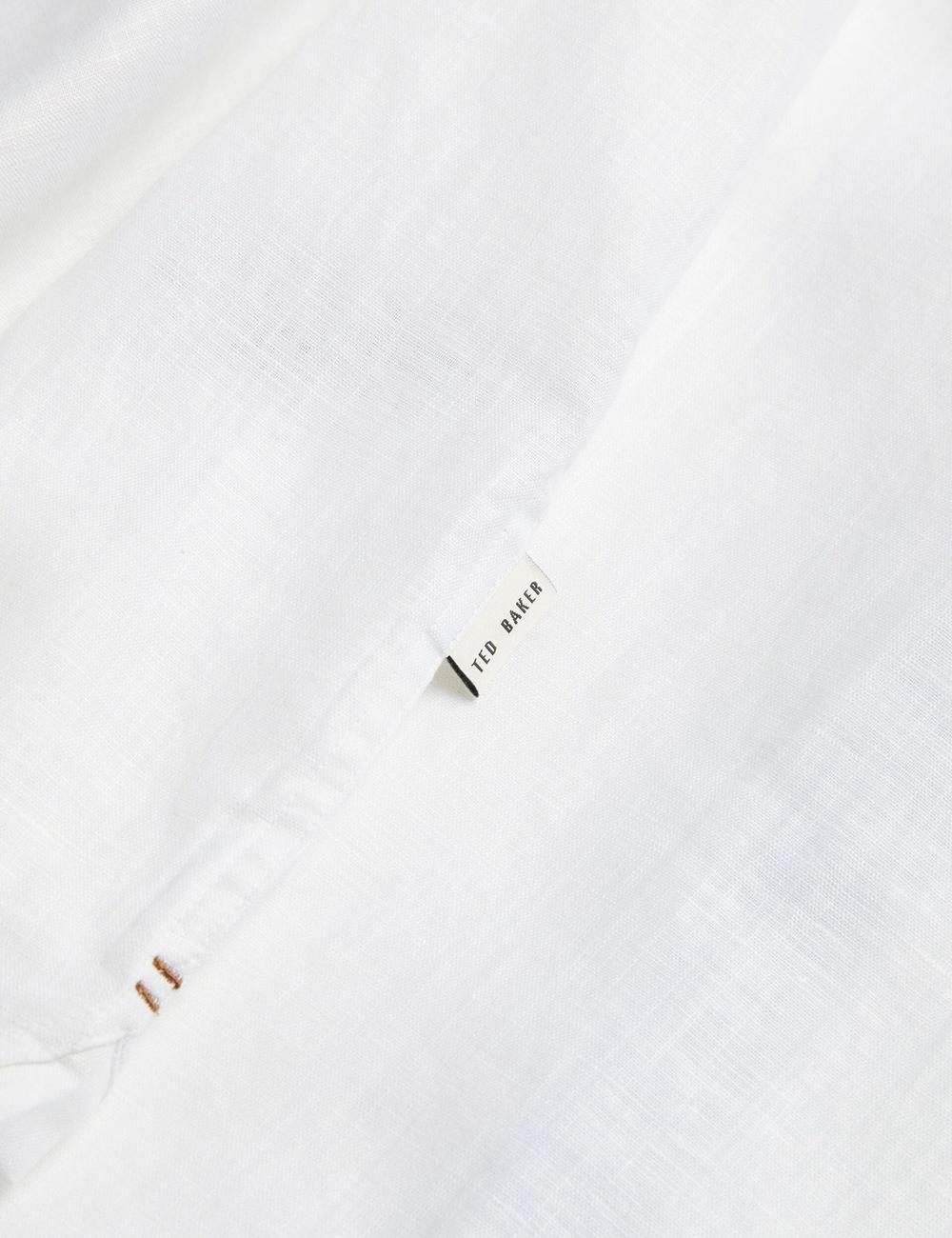 Ted Baker PALOMAS - Short Sleeve Textured Linen Cotton Men Casual Shirts White | UAE  89504-PIEF