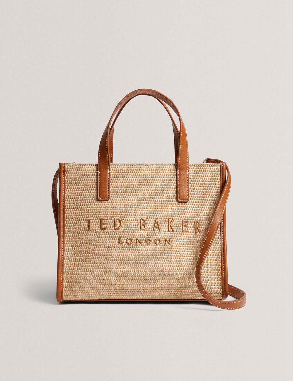 Ted Baker PAOLINA - Faux Raffia PU Trim Small Women Tote Bags Camel | UAE  12698-QXOE