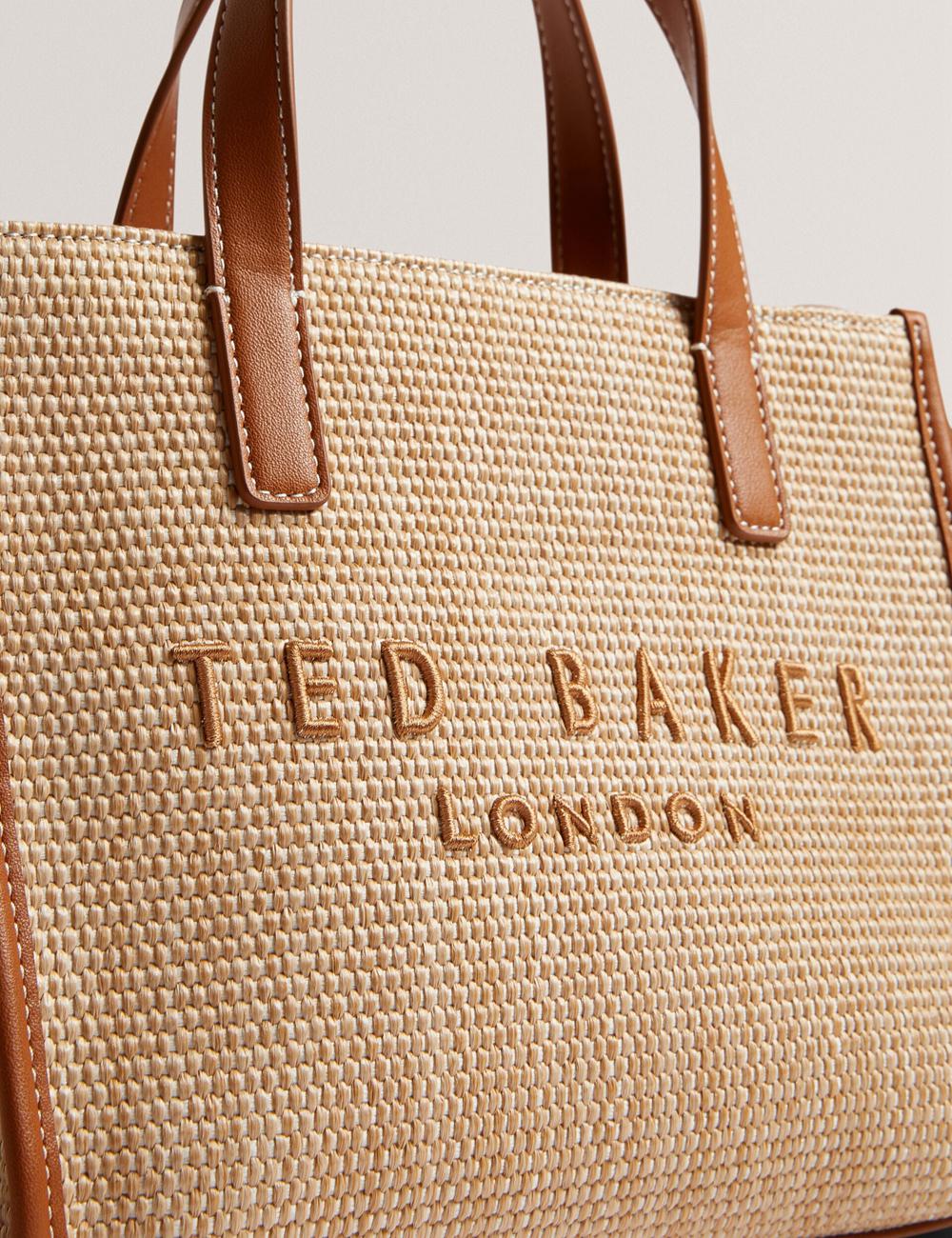 Ted Baker PAOLINA - Faux Raffia PU Trim Small Women Tote Bags Camel | UAE  12698-QXOE