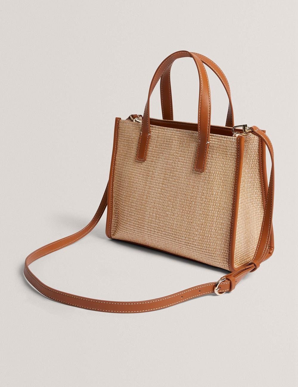 Ted Baker PAOLINA - Faux Raffia PU Trim Small Women Tote Bags Camel | UAE  12698-QXOE
