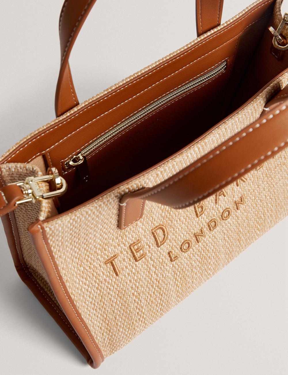 Ted Baker PAOLINA - Faux Raffia PU Trim Small Women Tote Bags Camel | UAE  12698-QXOE