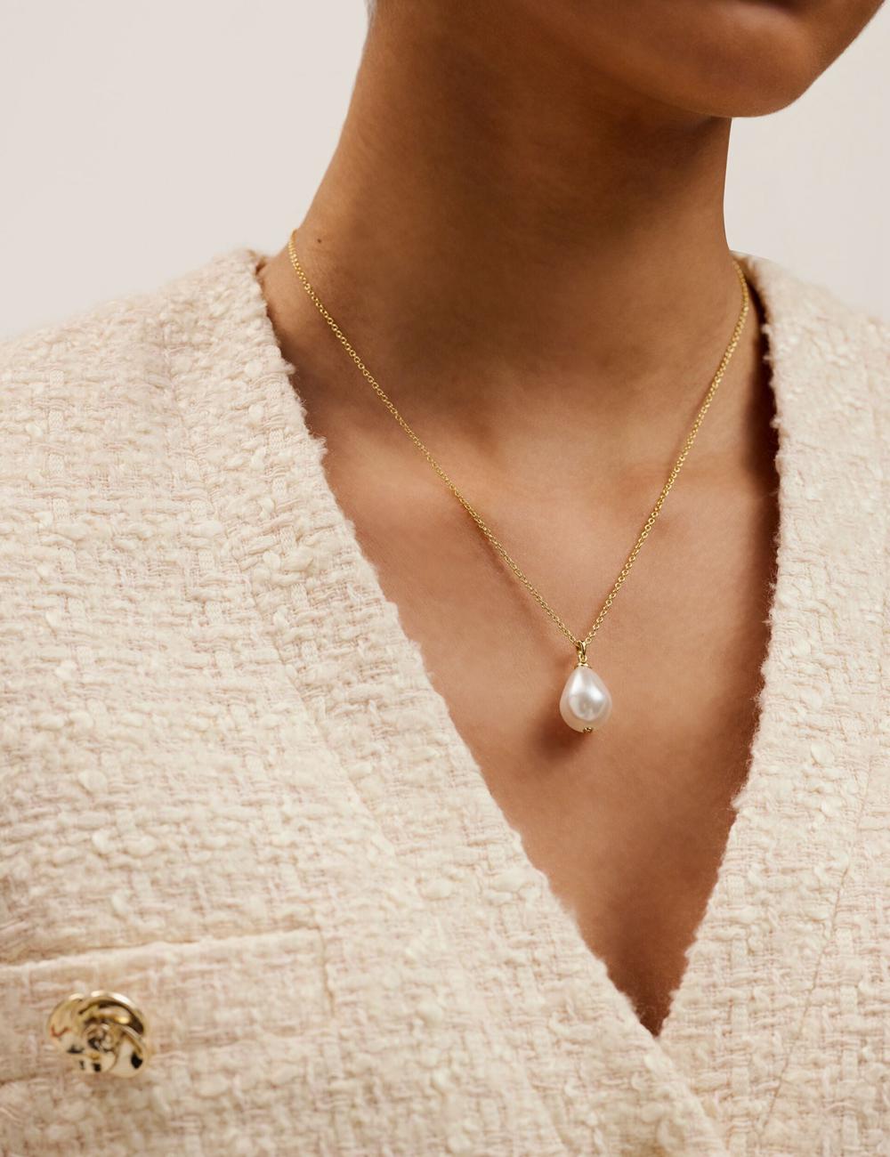 Ted Baker PARMLIA - Pearl Drop Pendant Women Necklaces Gold | UAE  86723-YVDZ