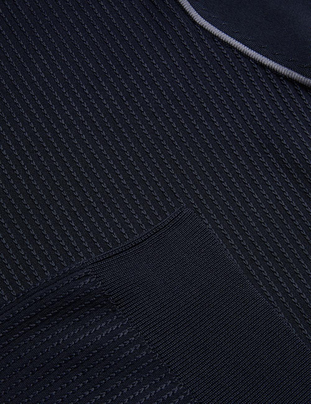 Ted Baker PAXTO - Textured Zip With Striped Collar Men Polos Shirts Navy | UAE  87329-OHUJ